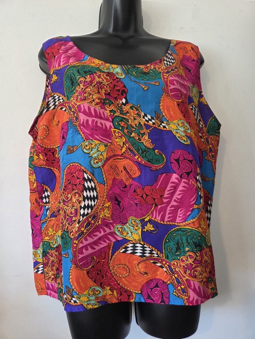 Colourful Harlequin Paisley Tassel Tank Top